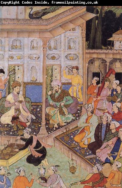 unknow artist Babur,prince of Kabul,visits his cousin prince Badi uz Zaman of Herat in 1506